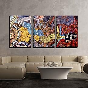 3 Piece Canvas Wall Art - Indigenous Australian Art Dot Painting - Modern Home Art Stretched and Framed Ready to Hang - 16"x24"x3 Panels
