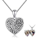 TakNii 925 Sterling Silver Locket Necklace for Women Vintage Heart Locket Pendant with Photo Inside Meaningful Jewelry Gifts for Birthday Anniversary Christmas