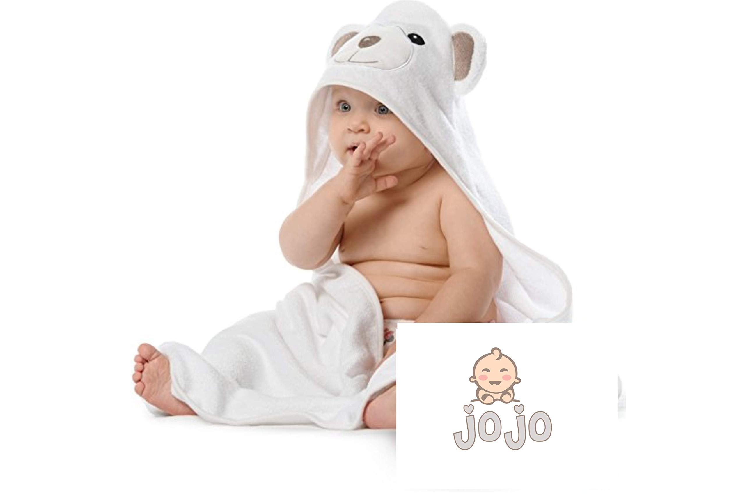 JoJo Asciugamano | Orsetto per Bambini EXTRA SOFFICE | Asciugamano da Bagno 100% in Cotone Naturale | Perfetto per la Doccia E Bagnetto dei Bambini | Per Neonati o Bimbi Piccoli Da 3 Mesi - 2 Anni