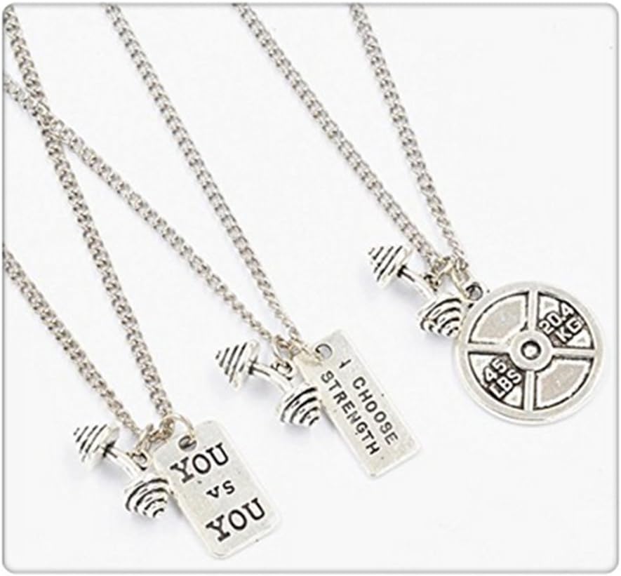 3 Best Friends 25LB Weight Plate Dumbbell Chain Necklace Fitness Gym Barbell Dumbell Fitness Weightlifting Gym Jewelry Charms- Jewelry Trainer Gift