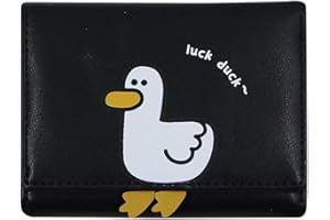 Amamcy Girls Cute 3D Duck Tri-folded Wallet Small Wallet Coin Purse Cash Pocket RFID Blocking Card Holder ID Window Purse for Women