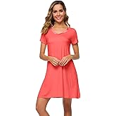 WiWi Super Soft Nightgowns for Women Cool Short Sleeve Night Shirt Bamboo Viscose Plus Size Sleepwear S-4X
