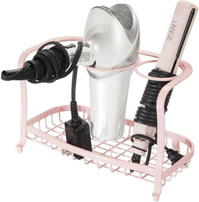 mDesign Hair Straightener Holder Metal Stand for Holding Hair Brushes and Styling Accessories