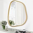 HLFMVWE Irregular Asymmetrical Mirror Wall Mounted, Unique Vanity Mirror, Shaped Dressing Mirror Decorative for Living Room, Bathroom, Bedroom, Entryway Wall Decor Gold 16"x12"