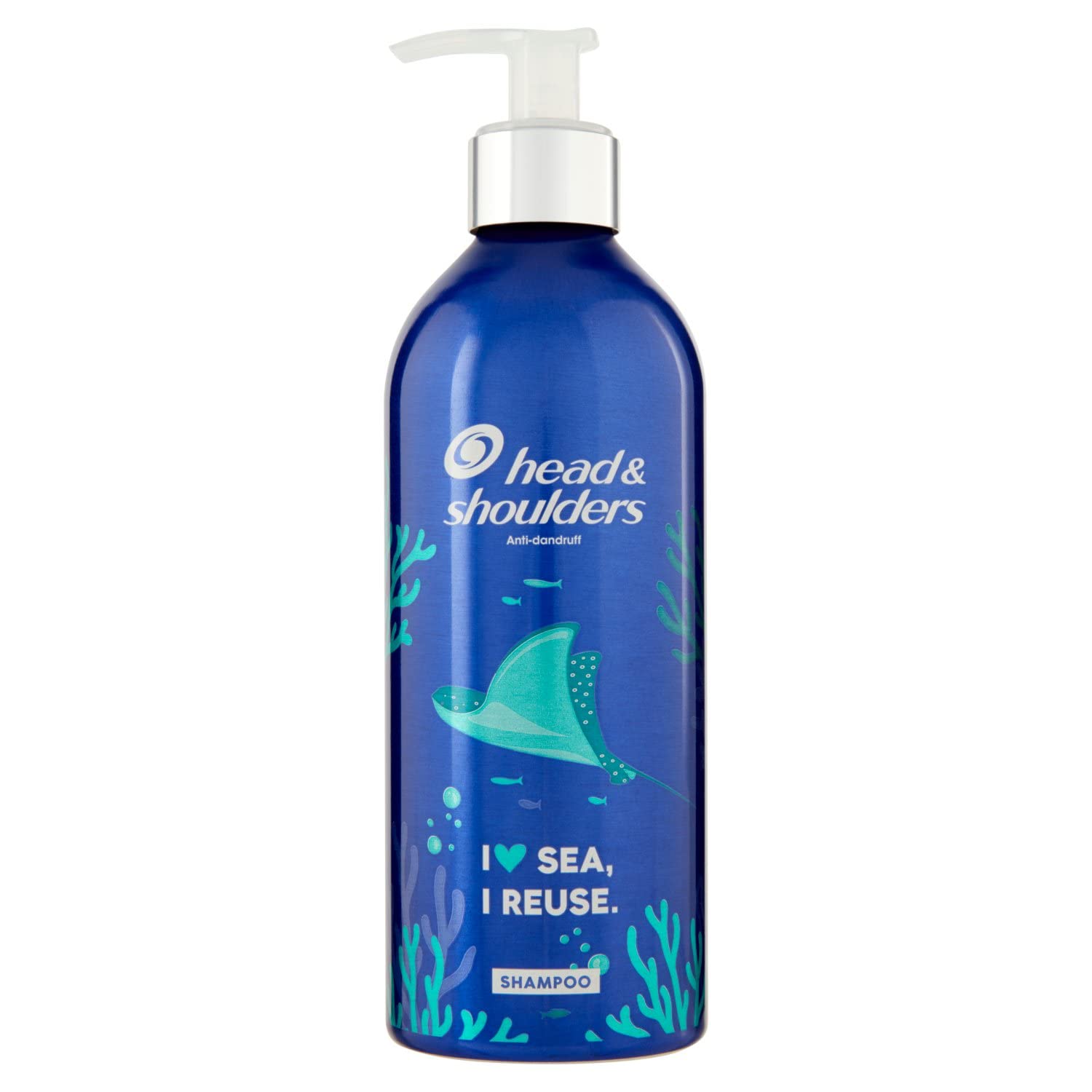 Head & Shoulders Classic Clean anti-dandruff shampoo, refillable aluminium bottle, pump dispenser, 72 hours dandruff protection, 430 ml