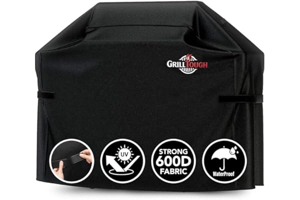 GrillTough Heavy Duty BBQ Grill Cover for Outdoor Grill, 58 Inch – Waterproof, Weather Resistant, UV & Fade Resistant with Fa