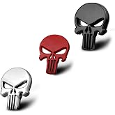 3D Skull Punisher Vehicle Car Sticker,3Pcs Metal Skull Decal Motorcycle Waterproof Decoration Cars Trucks Motorcycle Vehicle (Black&Silver&Red)