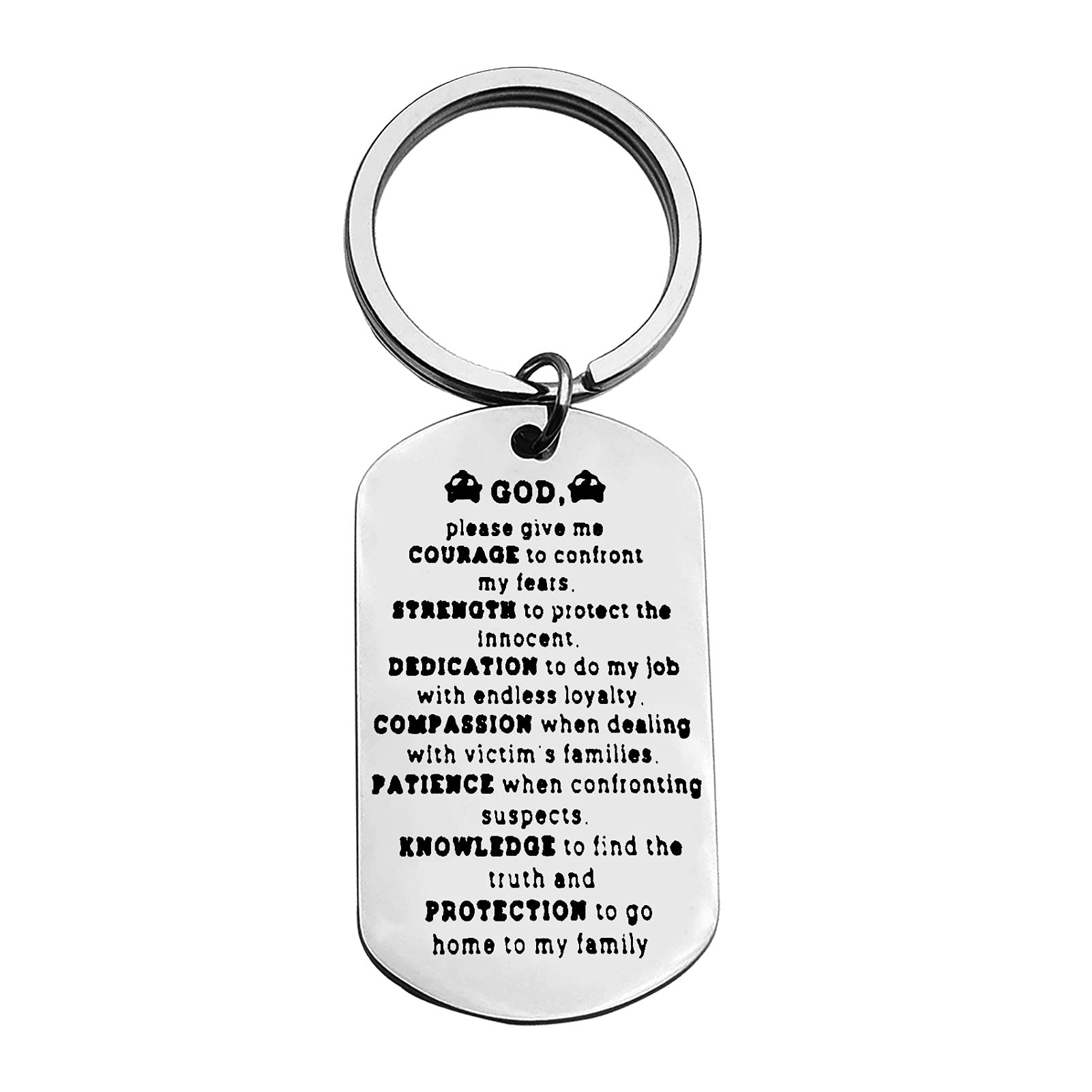 Ximalun Police Officer Gifts Keyring God Give Me Courage to Confront My Fears Keyring Gifts for Policeman Graduation Christmas Birthday Christian Gifts for Cop Police Husband Boyfriend Men Women