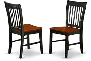 East West Furniture NFC-BCH-W Norfolk Dining Chairs - Slat Back Wood Seat Kitchen Chairs, Set of 2, Black & Cherry
