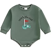 PUHHAPIEY Baby Boy Fall Winter Outfit New To The Club Golf Embroidery Long Sleeve Sweatshirt Bubble Romper Newborn Onesie