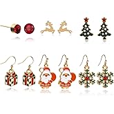 Christmas Earrings Pendant for Women Christmas tree Drop Dangle Earrings Set Lollipop deer gingerbread man