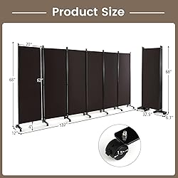 Giantex 6 Panel Room Divider, 132''W x 68''H Large