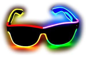 MaxLax EL Wire colourful glasses, Portable Battery Pack Glowing Rope Lights el glasses for Parties, Halloween
