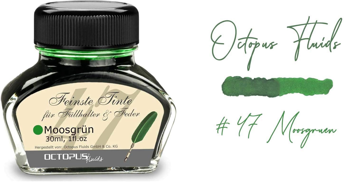 Octopus Fluids Fountain pen ink in ink glass,Writing ink for fountain pen Fountain pen ink in Moss Green 30ml, inkpot, Calligraphy Ink - Image 3