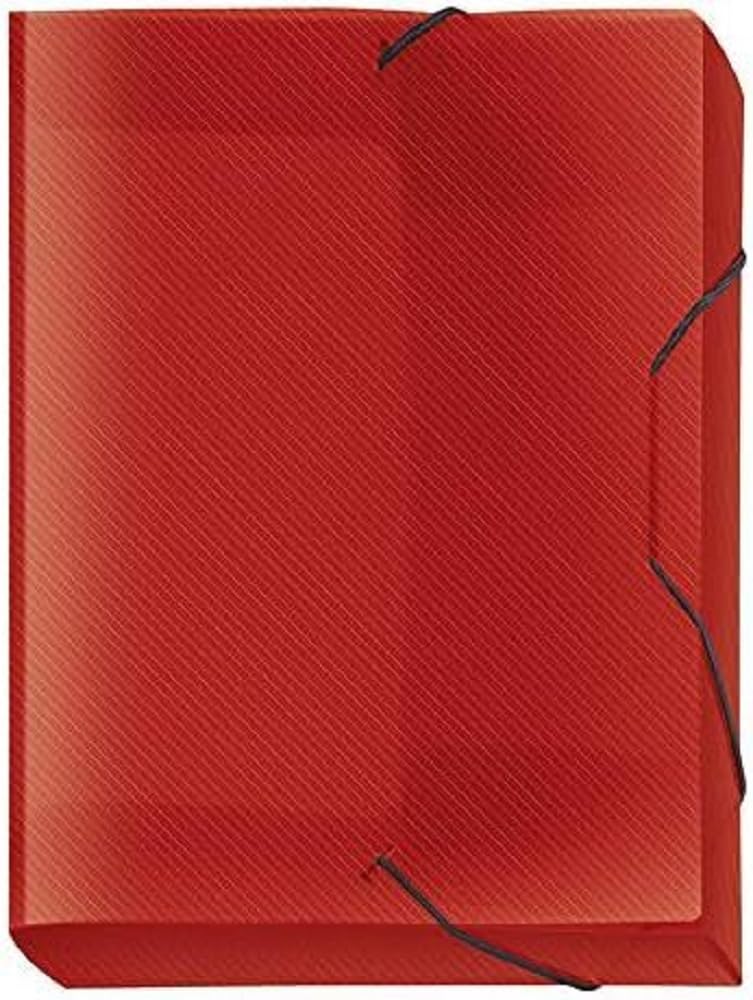 VELOFLEX 4443220 - Crystal Collection Box, DIN A4, Transparent PP Film, with Elastic Band, Document Box, Notebook Box, Red