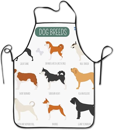 Amazon エプロン 犬の品種 犬柄 カフェエプロン シンプル 首掛け 撥水 防汚 防油 キッチン 保育士 仕事用 雑貨屋店員 美容師 作業用 パン屋 料理 絵画 男女兼用 エプロン オンライン通販
