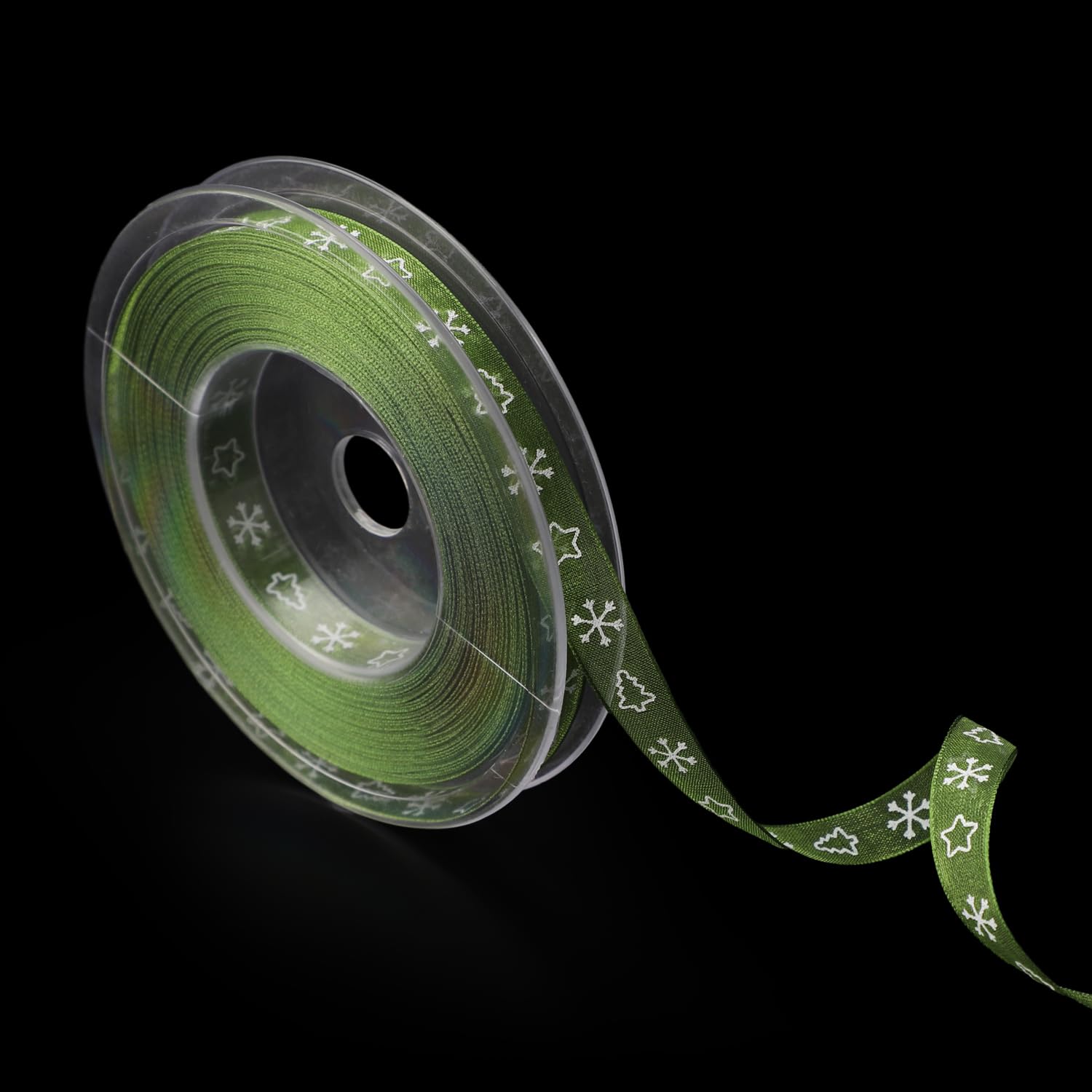 NQEUEPN Christmas Ribbon, 22yd x 0.4 Inch Snowflake Ribbon Merry Christmas Satin Ribbon Wired Ribbon for Crafts Making Gift Wrapping Xmas Decor(Green)