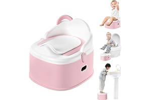 CheerTry 3-in-1 Toddler Potty Training Toilet & Detachable Training Seat & Sturdy Step Stool, Larger Potty Chair for Boy & Girl with Comfortable Backrest, Armrests, Splash Guard