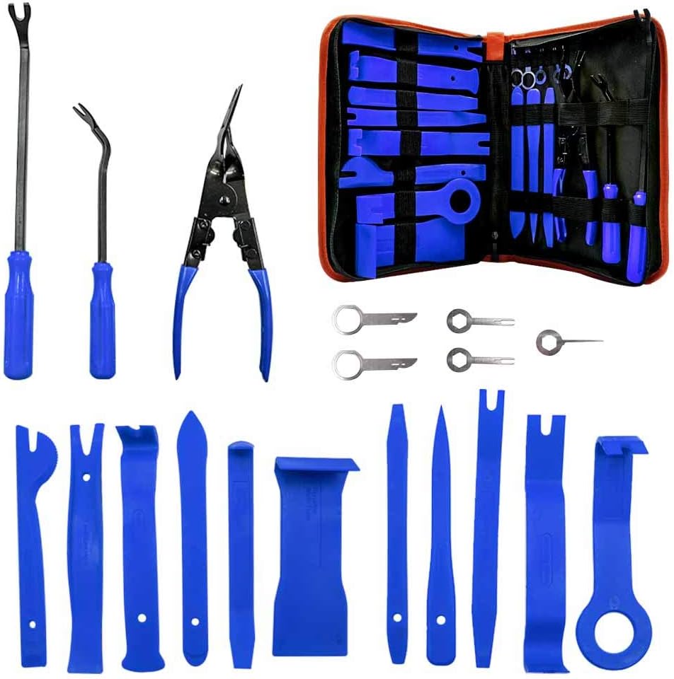 Motionx 19Pcs Car Trim Removal Tool Kit Clip Pliers Fastener Remover Pry Tool Set with Storage Bag