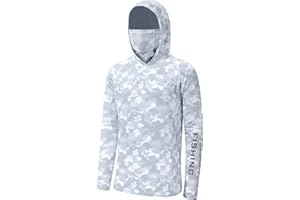 Bassdash Men’s UPF 50+ Hooded Breathable Camo Shirts with Face Mask Lightweight Neck Gaiter Fishing Hiking Hoodie Shirt FS51M