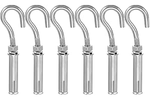 MECCANIXITY Concrete Wall Hook M6x90mm, Expansion Shoulder Eye Bolts Open Cup Hook 304 Stainless Steel for Indoor Outdoor Cei
