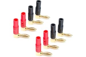 8PCS Right Angle Banana Plugs Quick Connect 4mm 90 Degree Audio Terminals Adapters for 10-18AWG Speaker Wires