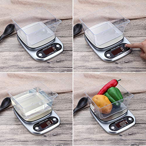 Accurate Digital Kitchen Scale,Miya 5kg/0.1g Digital Multifunction Kitchen and Food Scale Electronic Weighing Scale Baking & Cooking Scale High Precision Scale with Back-Lit LCD Display (5kg/0.1g) - Thumbnail 6