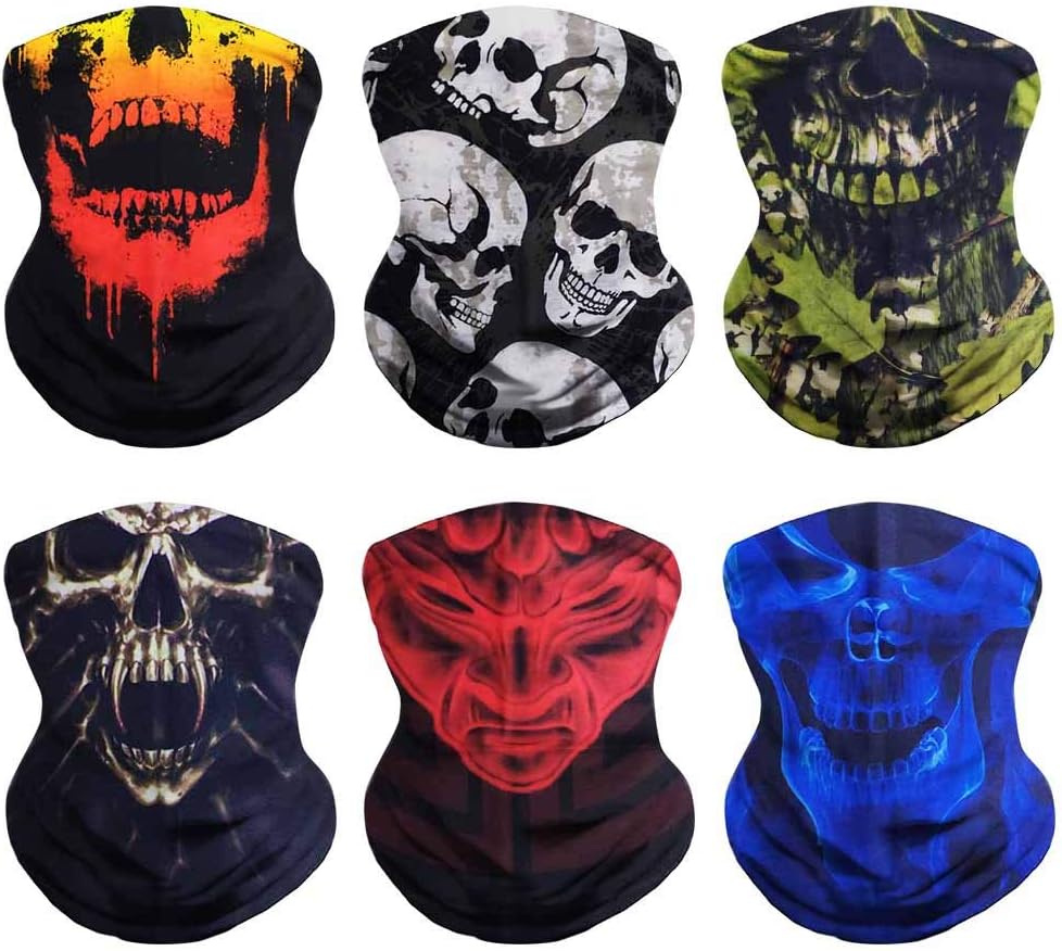 VCZUIUC Headband Skull Face Mask Bandanas, Multi Functional Skeleton Headwear