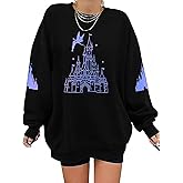 AMWIPE Magic Kingdom Sweatshirts For Women Oversized Magical Shirt Cute Vacation Tees Girls Castle Graphic Long Sleeve Tops
