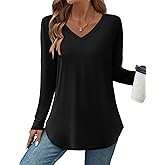 Zeagoo Long Sleeve Tops for Women V Neck Shirt Loose Fall Tunic Tops Dressy Casual Work Blouse 2026