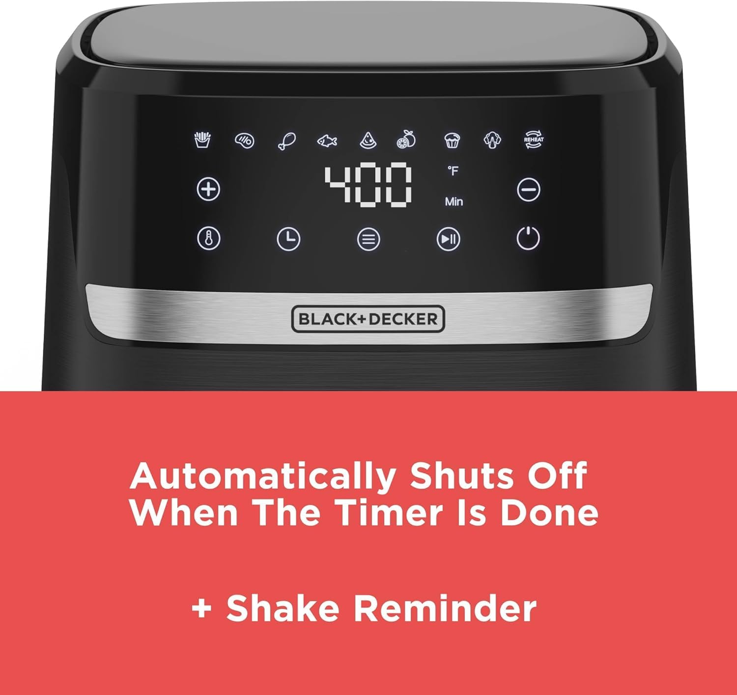 Freidora de aire BLACK+DECKER Purifry 8QT, sabor frito crujiente sin grasa, además de hornear, deshidratar y mantener los alimentos calientes, pantalla táctil digital y apagado automático