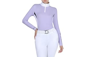 GemRebel Women's Horse Riding Shirt Long Sleeve Top Comfortable Breathable Quick-Dry Horseback Riding Shirts Equestrian Women