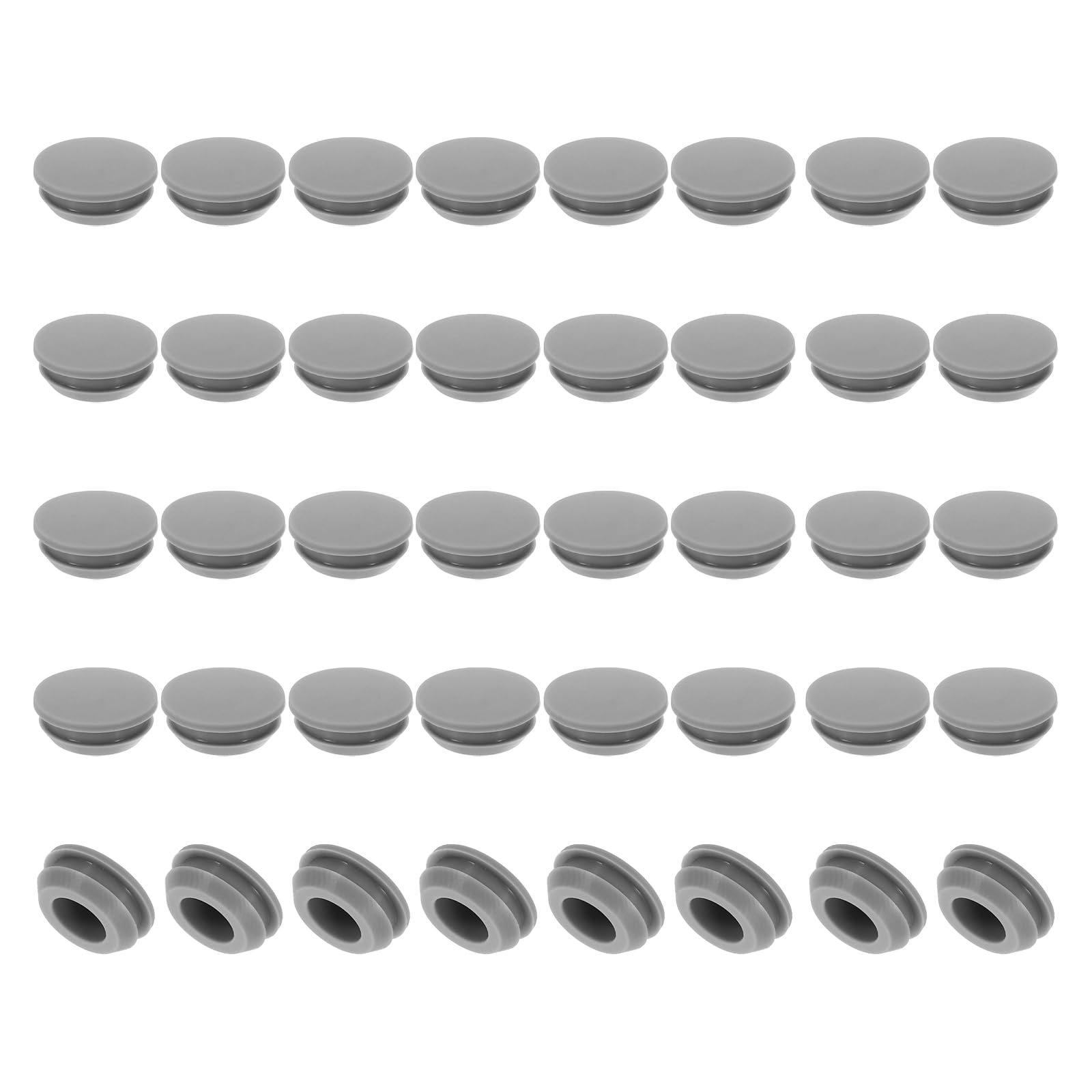 PATIKIL 12mm Diameter Silicone Hole Plug, 40 Pcs Round Snap in Type Locking Furniture Button Protective Cover Cap Head Fit for 12-13mm Hole for Seal Bulkhead Cylinder Hole, Grey