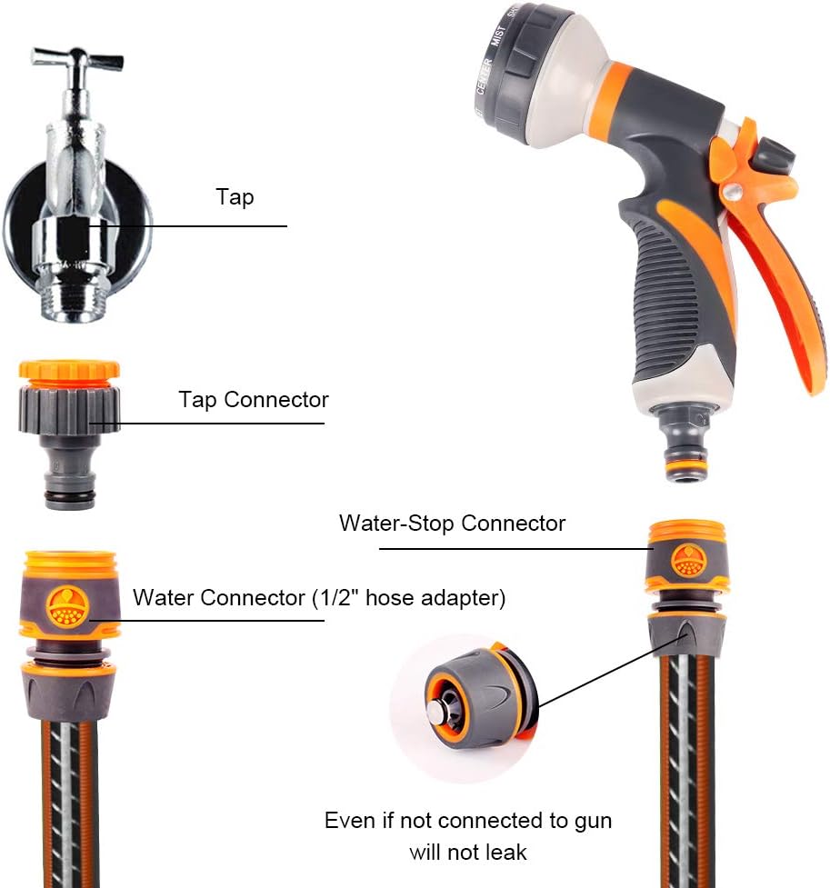 Onarway 4 Pack Plastic Garden Hose Fitting Set Pipe Tap Connector Kit