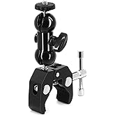 SLOW DOLPHIN Super Clamp w/1/4 and 3/8 Thread - Double Ballhead Arm Adapter - DSLR Camera/Field Monitor/LED Mount