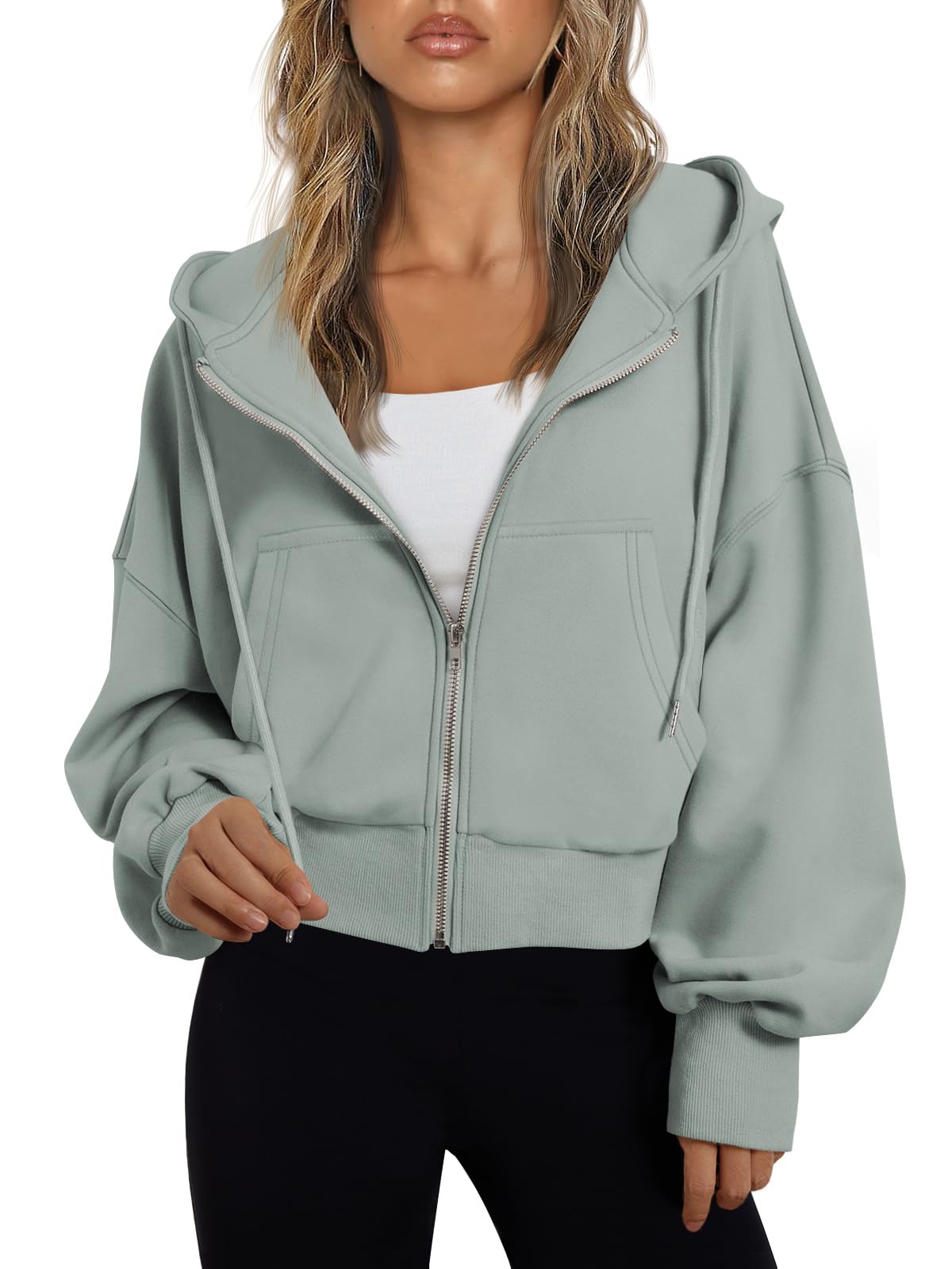 Trendy Queen Hoodies for Women Full Zip Up Cropped