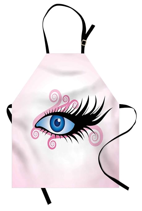 ABAKUHAUS Auge Kochschürze, Fantastischer Blick Einer Frau in der grafischen Art mit Wirbel-Schwarz-Peitschen auf Rosa, Höhen