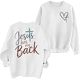 JINTING Women Jesus Sweatshirt Christian Faith Shirt Jesus Has My Back Sweatshirts Bible Verse Inspirational Pullover