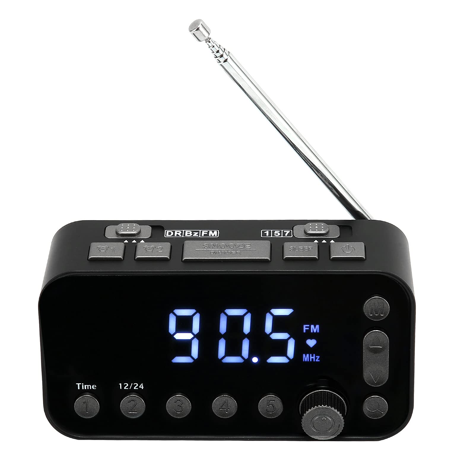 Lazmin112 FM Digital Alarm Clock, DAB‑A1 Clock FM Radio Dual USB with Charging Port LCD Display Backlight Adjustable Volume Alarm Clock Radio