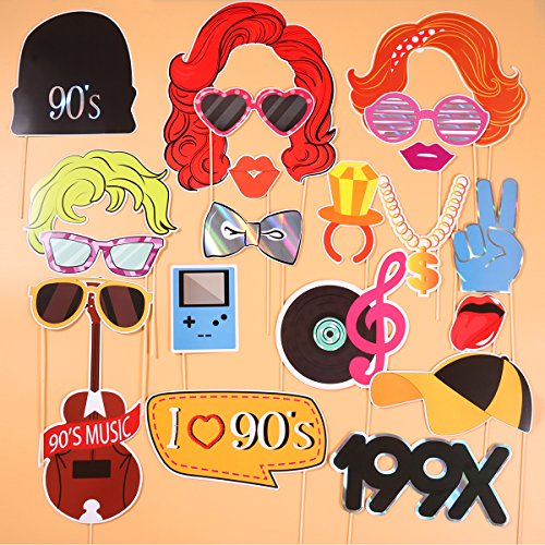 Pretyzoom 90s Party Photo Booth Props Kit 1990 S Throwback Party