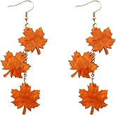 JDONL Thanksgiving Acrylic Maple Leaf Earrings for Women Lightweight Fall Leaf Drop Dangle Earrings Holiday Party Festive Jewelry