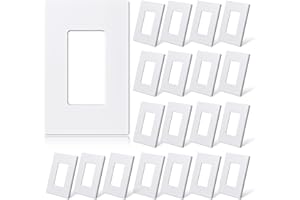 ELEGRP 1-Gang Screwless Decorative Wall Plates, Mid-Size Unbreakable Thermoplastic Faceplate Cover for Decorator Receptacle Outlet Switch, UL Listed (20 Pack, Matte White)