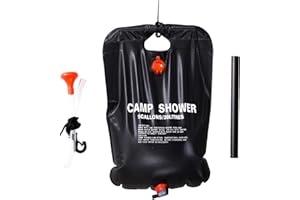 HANOXE Camping Portable Solar Shower Bag, 5 Gallons/20L, with On/Off Shower Head, for Camping, Beach Swimming, Outdoor Traveling, Camping Accessories