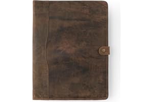 MILITARIA STUFFS Leather Portfolio Organizer with Zipper for Men Women, Padfolio Business Resume Legal Pad Portfolio Notebook Binder for A4/Pad, Leather Folio Folder, Document Folio (Brown)