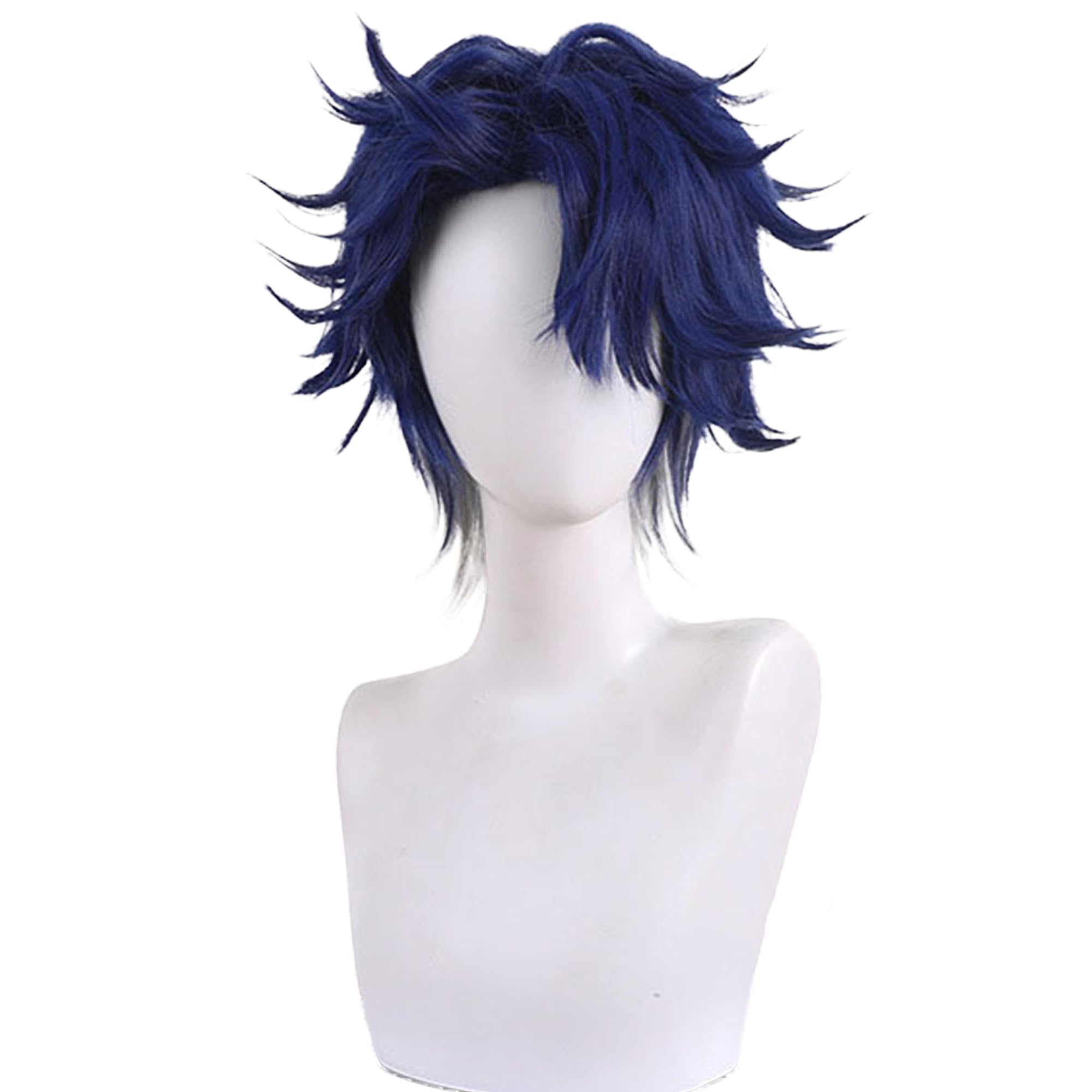 Dark Blue Cosplay Wig with Short Curly Heat Resistant Synthetic Hairs for Women Men Halloween Comic Con Cos Anime Replacement Wig — image 1