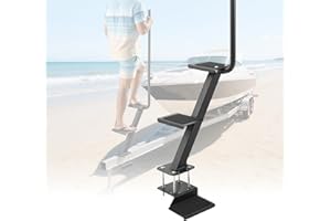 VEVOR Boat Trailer Steps, 3-Step, Heavy-Duty Boat Trailer Steps with Handle, Non-Slip Surface, 3 Mounting Angle Options, Carb
