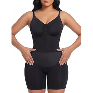 YIANNA Seamless Shapewear Bodysuit For Women Tummy Control Bonded Panel | Zip-Up Body Shaper,Easy On/Off,Waist Trianer Silhou