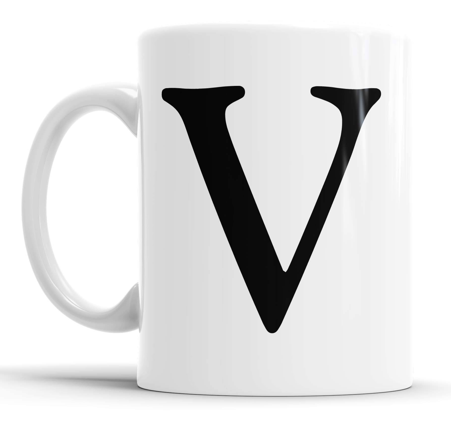 Faithful Prints Alphabet Mug Letter Mugs Initial Coffee Cup Birthday Fathers Day Gift (Letter V) — image 1