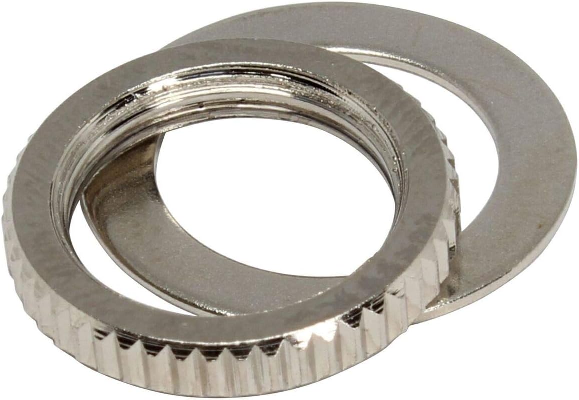 Nickel Toggle Switch Nut & Washer US Fine Knurl for
