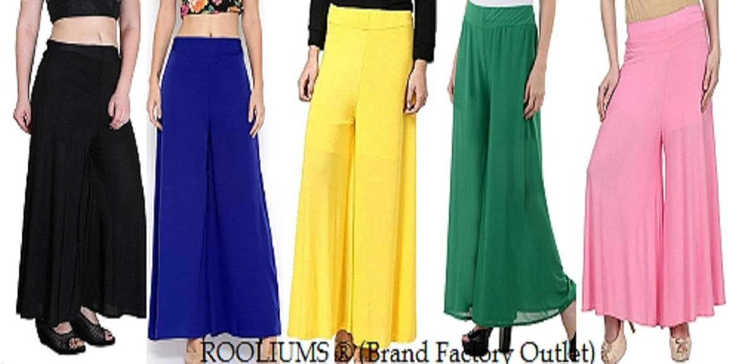 rooliums brand factory outlet women's light weight palazzo (pack of 5) - free size